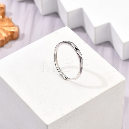 Rhodium Plated 925 Sterling Silver Adjustable Rings RJEW-S397-01P-07-1