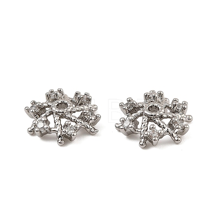 Brass Micro Pave Clear Cubic Zirconia Bead Caps KK-K374-24P-1