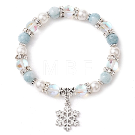 8mm Round Synthetic Moonstone & Shell Pearl Beaded Stretch Bracelets BJEW-TA00512-1