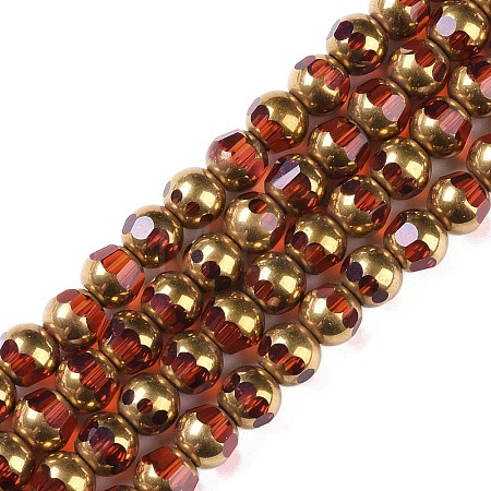 Electroplate Glass Beads Strands X-EGLA-Q128-04A-FP02-1
