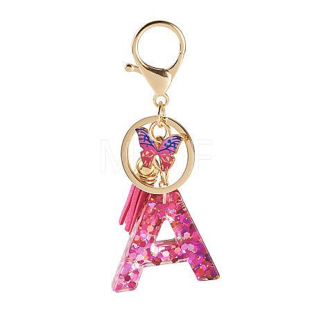 Alloy Resin Butterfly Keychains KEYC-TADJ0002-02G-A-1