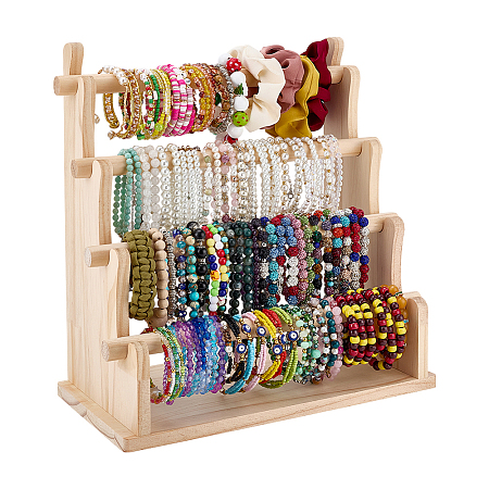 4-Tier Wood Bracelet Organizer Display Stands BDIS-WH0010-16C-1