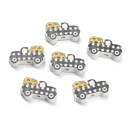 Printed Wood Beads WOOD-D289-02I-1