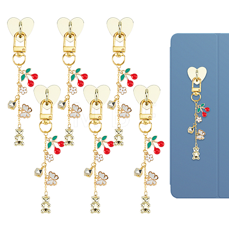 6Pcs 12 Styles Alloy Enamel Pendant Decorations HJEW-DC00161-1