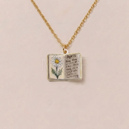 Brass Enamel Book Pendant Necklaces for Women KK-CBAF5B9-01G-04-1