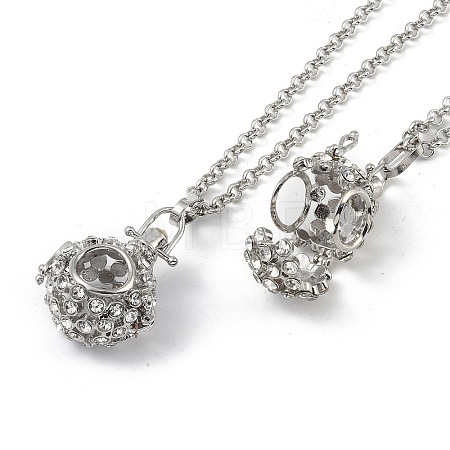 Brass with Rhinestone Pendant Necklaces NJEW-G089-03D-P-1