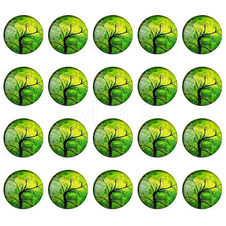 Half Round/Dome Tree Pattern Glass Flatback Cabochons for DIY Projects GGLA-YW0001-14G-1