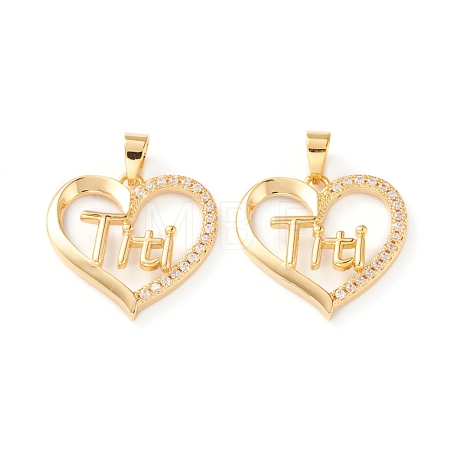 Brass Micro Pave Clear Cubic Zirconia Pendants ZIRC-Z007-12G-1