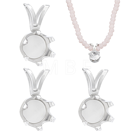 3Pcs 925 Sterling Silver Pendant Cabochon Settings STER-BC0003-73P-1