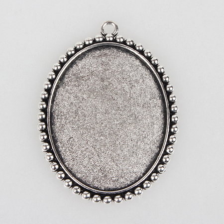 Vintage Tibetan Style Alloy Large Pendant Cabochon Bezel Settings TIBEP-O006-44AS-1