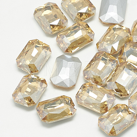 Pointed Back Glass Rhinestone Cabochons RGLA-T079-10x14mm-06-1