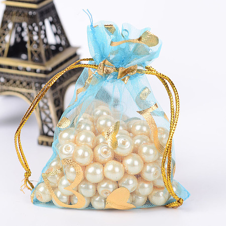 Heart Printed Organza Bags OP-R022-7x9-01-1