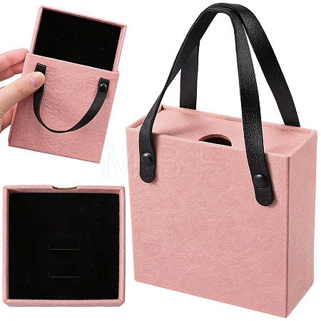 PU Leather Jewelry Set Drawer Boxes with Sponge Inside and Texture Paper Jewelry Tote Bags ABAG-CL0001-66B-1