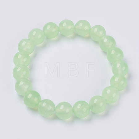 Natural Jade Beaded Stretch Bracelet BJEW-P213-26-8mm-1