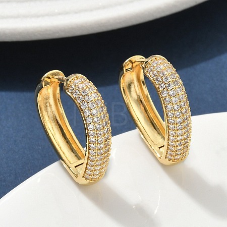 Brass Micro Pave Clear Cubic Zirconia Hoop Earrings EJEW-C182-07F-G-1