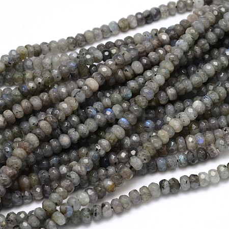 Natural Labradorite Rondelle Bead Strands G-O095-05-B-1