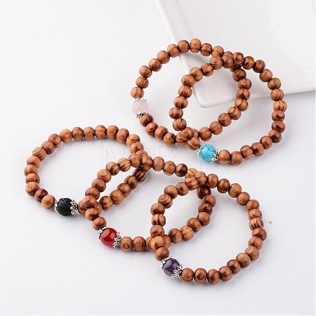 Wood Stretch Bracelets BJEW-JB02404-1