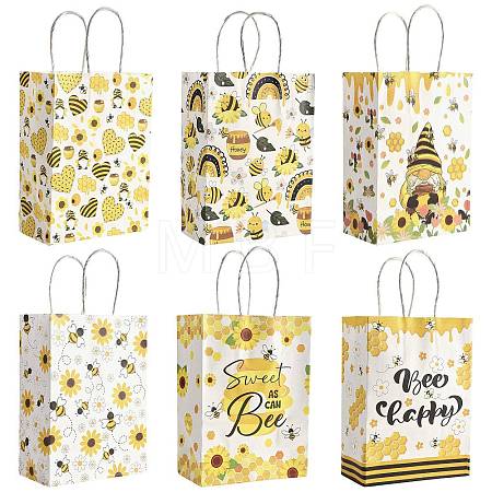 12Pcs 6 Colors Bees Theme Rectangle Paper Bags CARB-FS0001-08-1