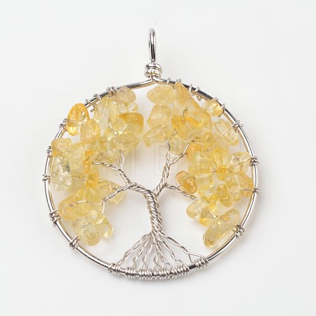 Tree of Life Natural Citrine Big Pendants X-G-L455-D06-1