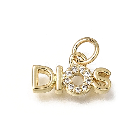 Brass Micro Pave Clear Cubic Zirconia Pendants KK-C262-47G-1