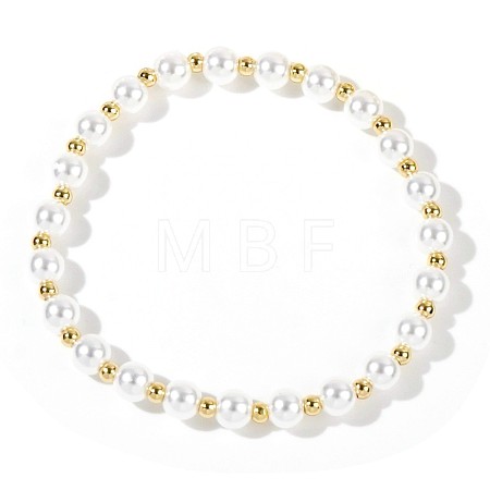 Summer 304 Stainless Steel & Imitation Pearl Bead Stretch Bracelets AF7427-6-1