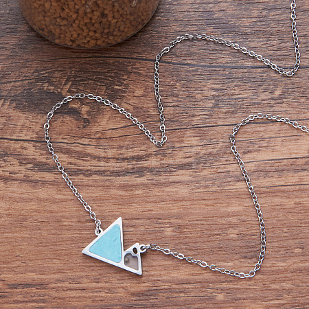 304 Stainless Steel Mustard Seed Faith Mountain Pendant Necklaces with Synthetic Turquoise for Women WG2DB0E-01-1