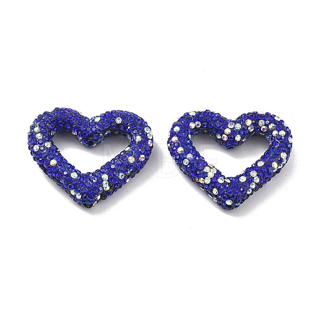 Heart Shape Polymer Clay Rhinestone Beads CLAY-NH0001-09B-07-1