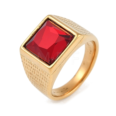 Square 304 Stainless Steel Glass Finger Rings RJEW-D083-14G-01-1