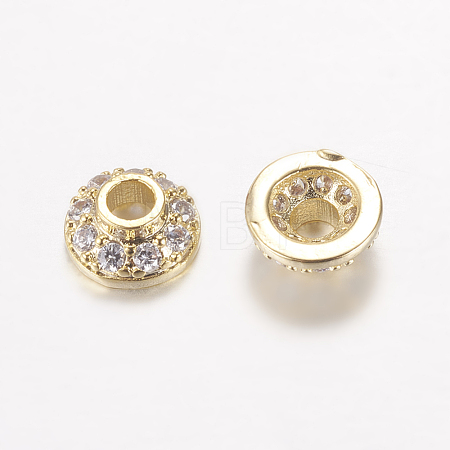Brass Micro Pave Cubic Zirconia Bead Cap ZIRC-G122-51G-RS-1