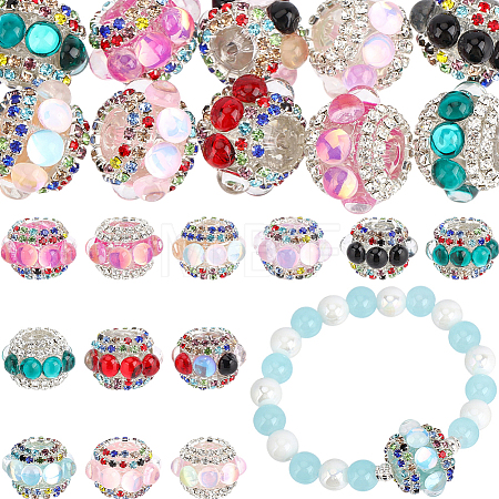 12Pcs 12 Colors Sparkling Acrylic Rhinestone Round Beads OACR-PA0002-12-1