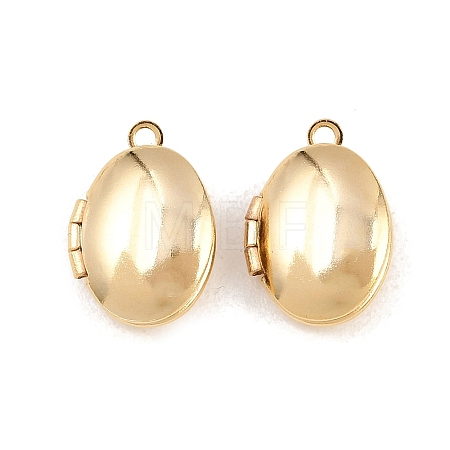 Oval Brass Locket Pendants KK-K414-12E-G-1