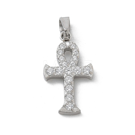 304 Stainless Steel Micro Pave Cubic Zirconia Pendants STAS-Z107-08P-03-1