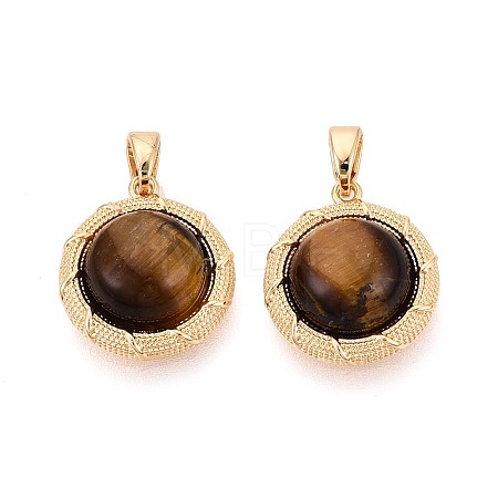 Natural Tiger Eye Pendants KK-N287-21G-1