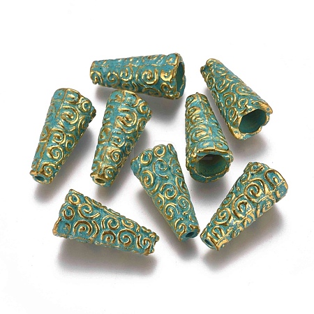 Tibetan Style Enamel Bead Cones TIBE-A007-028GG-1