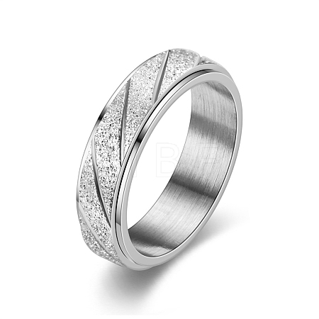 Non-Tarnish Frosted Stripe 304 Stainless Steel Rotatable Finger Ring PW-WG40105-04-1