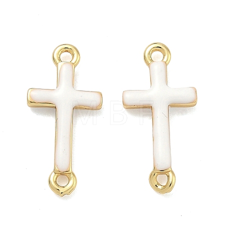 Brass Enamel Religion Cross Links Connector Charms KK-D229-07G-03-1