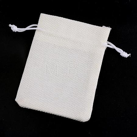 Polyester Imitation Burlap Packing Pouches Drawstring Bags ABAG-R005-14x10-21-1