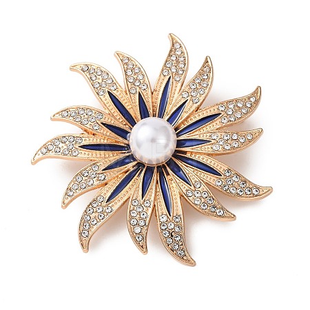 Alloy Crystal Rhinestone Blue Flower Brooches JEWB-P054-02G-1