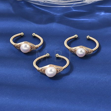 Brass Cuff Open Rings for Women RJEW-D344-01G-1