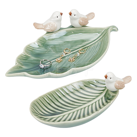 2Pcs 2 Style Ceramic Jewelry Plates AJEW-PH0006-43A-1