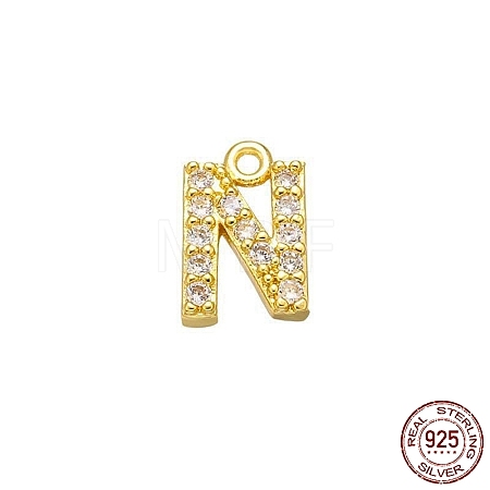 Real 18K Gold Plated 925 Sterling Silver Micro Pave Clear Cubic Zirconia Charms STER-P054-10G-N-1