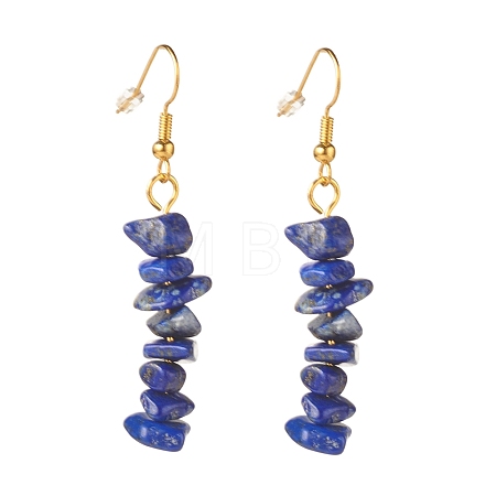 Natural Lapis Lazuli Chip Beaded Dangle Earrings EJEW-JE04788-09-1