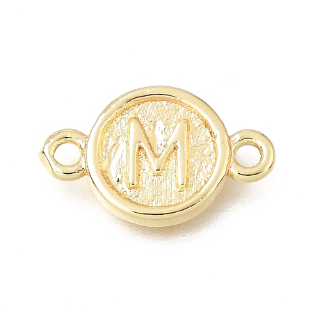 Brass Disc with Initial Links Connector Charms KK-E802-36G-M-1