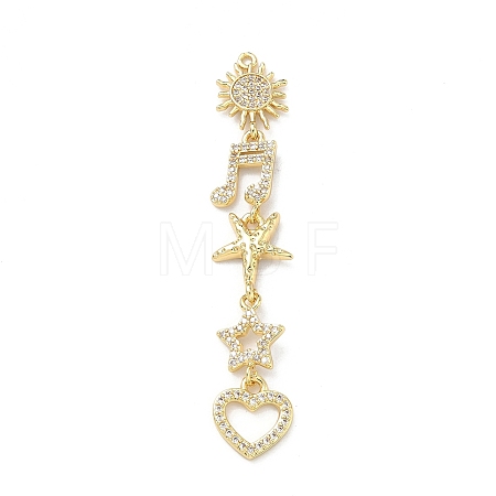 Brass Micro Pave Clear Cubic Zirconia Big Pendants KK-B176-02G-07-1