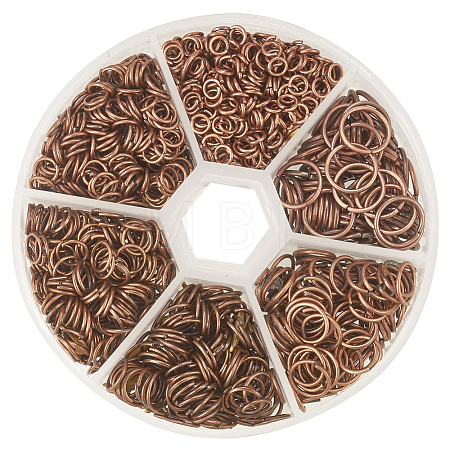 Red Copper Iron Plated Jump Rings with Container Nickel Free for Jewelry Making IFIN-PH0001-06R-NF-1