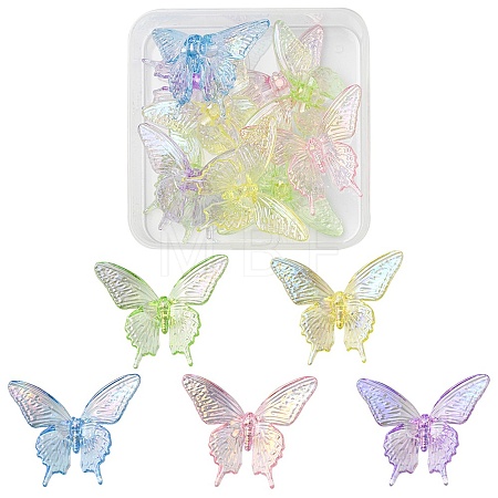 10Pcs UV Plating Rainbow Iridescent Transparent Acrylic Beads OACR-YW0001-43-1