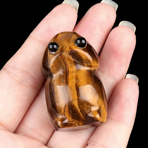 Natural Tiger Eye Carved Frog Figurines PW-WG73755-02-1