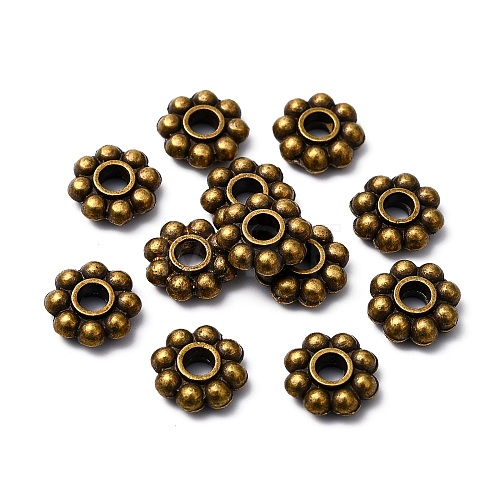 Tibetan Style Alloy Flat Round Spacer Beads TIBEB-2351A-AB-FF-1