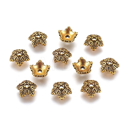 Tibetan Style Alloy Bead Caps X-TIBEB-A24621-AG-LF-1