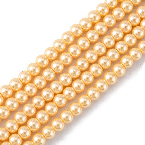 Eco-Friendly Dyed Glass Pearl Beads Strands HY-A008-6mm-RB072-1